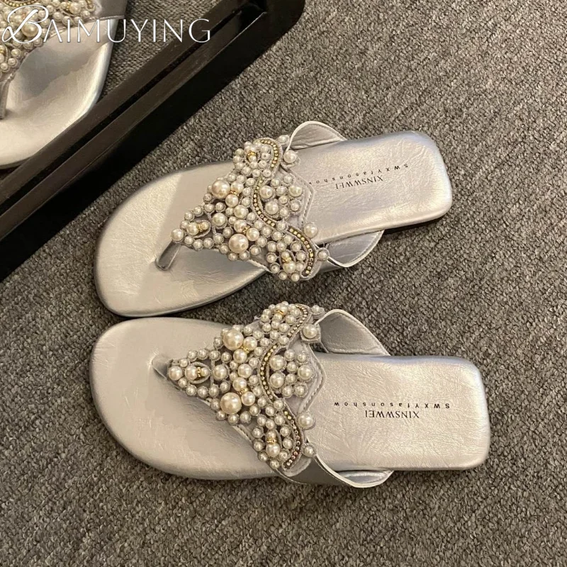 Closed Toe White Bling Flip Flops Peep Toe Sandals Wedge Heel