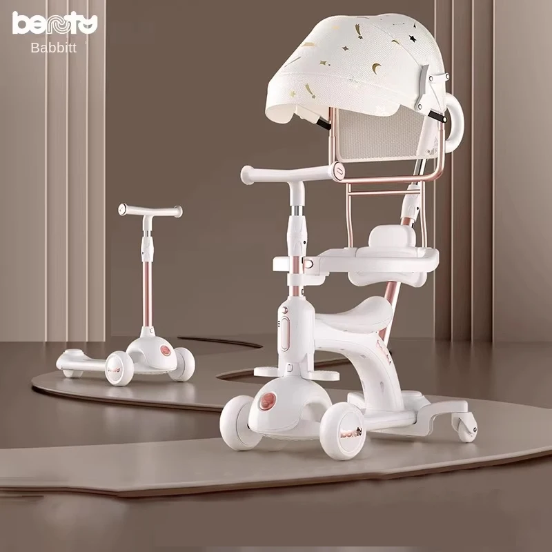 Babbitt Children's Scooter Baby Stroller 1-3-6-12 Years Old 3 in 1 Sitting and Riding Multi-functional Baby Strollers Scooter