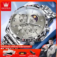 OLEVS 3653 Mens Watch Quartz Watch Multifunctional Chronograph Watch For Men 30M Waterproof Luminous Moon Phase Box Original 1