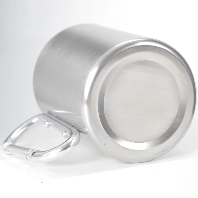 Stainless Steel Travel Tumbler with Self-Locking Carabiner Handle - 300ml