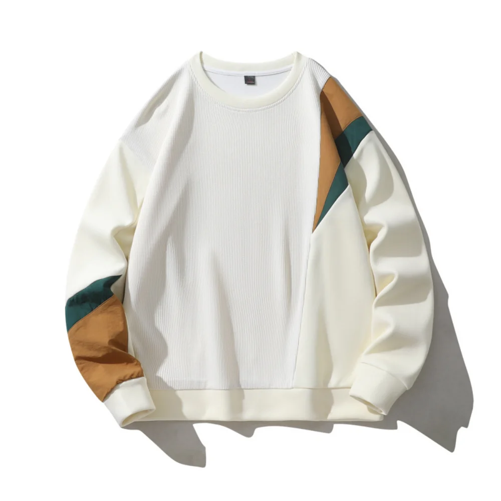 

ERIDANUS Autumn Winter Men's Sweatshirt Fashion Patchwork Knitted Top Couple's Round Neck Pullover Casual Male Streetwear MWW433