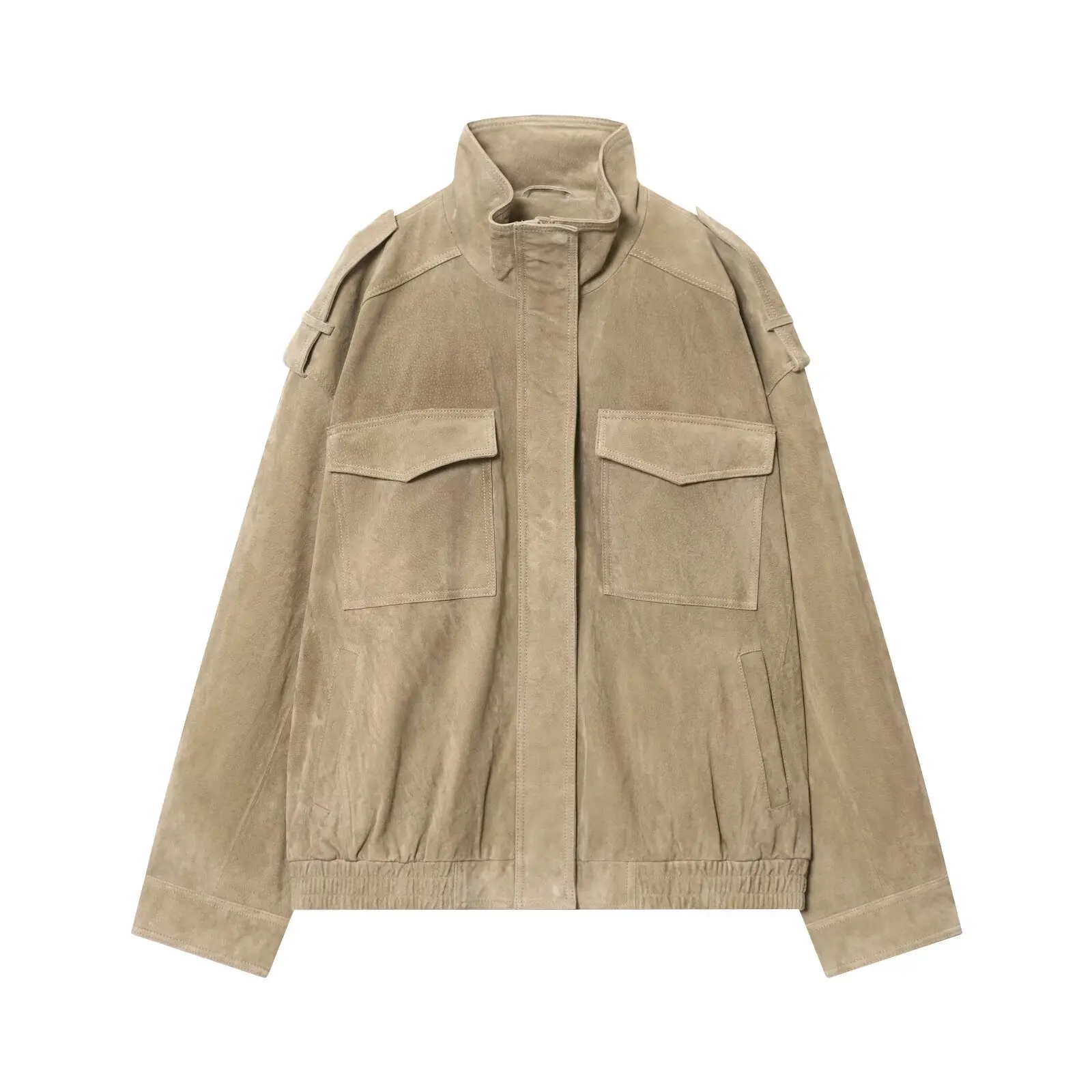 2025 Women Winter Bomber Jackets Vintage Suede Thick Pockets Jacket Streetwear Leisure Pocket Zipper New Oversized Jackets