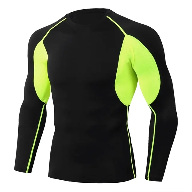 Men Bodybuilding Sport T-shirt Quick Dry Running Shirt Long Sleeve Compression Top Gym T Shirt Men Fitness Tight Rashgard TC-86