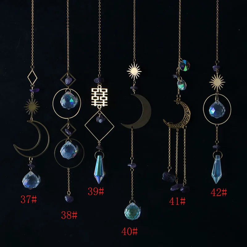 Suncatcher Crystal Wind Chimes Light Catcher Rainbow Prism Chakra Crystal Hanging Window Pendant Home Gaeden Decoration