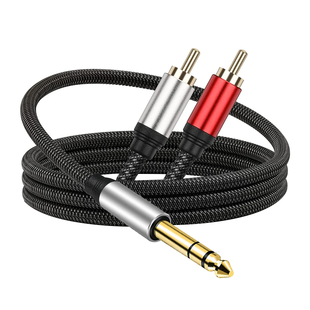 6.35mm Male to 2RCA Male Audio Splitter Cable