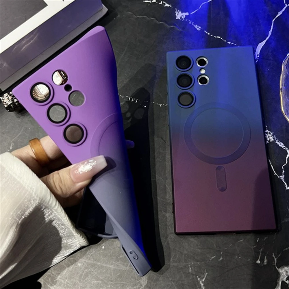 Gradient Colorful Magnetic Wireless Charging Soft Silicone Phone Case