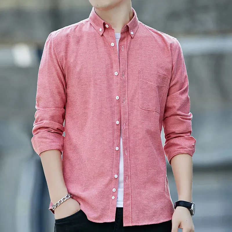 Korean Loose Men's Pockets Patchwork Shirt Tops Spring Autumn New Long Sleeve Polo Neck Blouse Casual Business Men Clothing