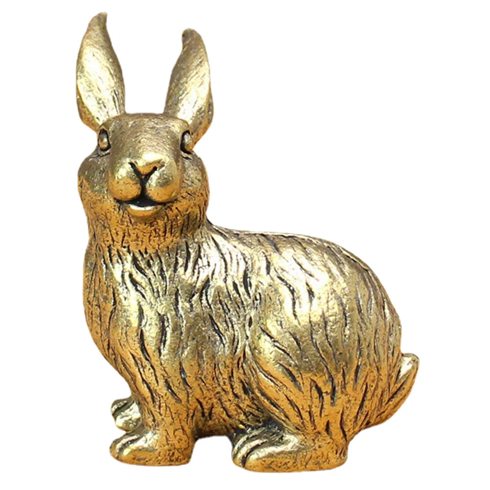 

Desktop Bunny Shaped Statue Rabbit Figurine Adorable Brass Rabbit Statue Ornament