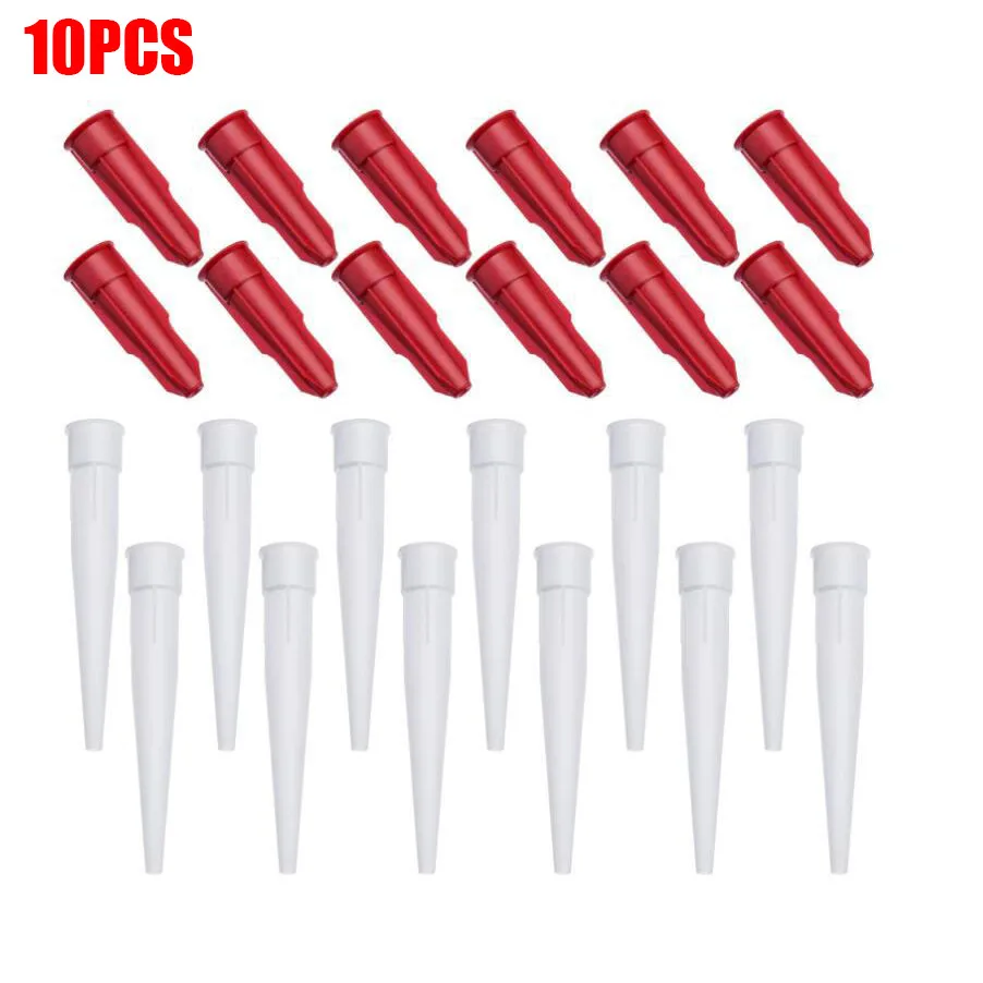Spare Silicone Nozzle Sealant Tool Kit 10Pcs Re-sealable Mastic Cartridge Spare Nozzles Screw Cover For Caulking Pipes