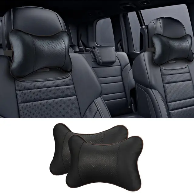 Car Neck Pillows Pu Leather Head Support Universal Cushion