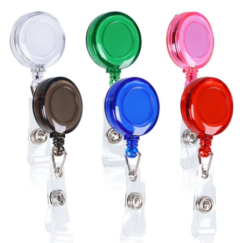 Retractable Badge Reel 5PC Color Pull Badge ID Lanyard Name Tag Card Holder Key Ring Anti-Lost Chain Clips School office Supply
