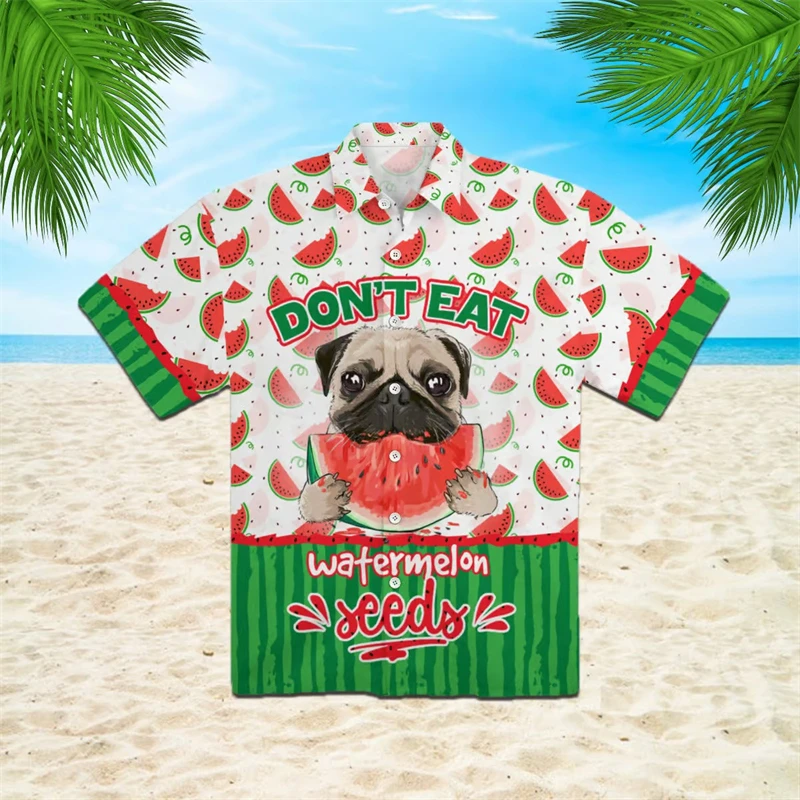 thumbnail image 1 of Camisas de moda para hombres con estampado de perro en 3D, camisa de manga corta para hombre, botones de solapa, ropa femenina, blusas casuales divertidas de Harajuku, 1 of 4
