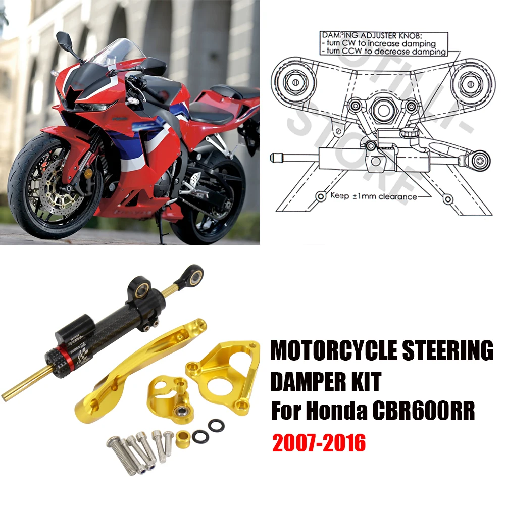 

Motorcycle Steering Stabilize Damper Bracket Mount CNC Motorbike For Honda CBR600RR CBR 600 RR 2016-2007 2015 2014 2013 2012 11