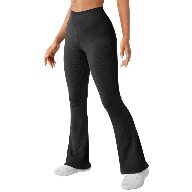 Women High Waist Solid Color Fitness Casual Flared Pants Activewear Running Casual Leggings of Women Flare Pants