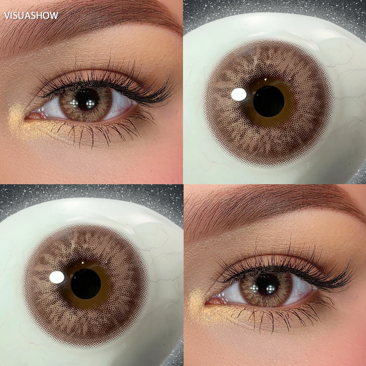 VISUASHOW Unspoken Brown Yearly Disposable Colored Contacts