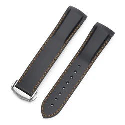 Universal Waterproof Silicone Sports Watch Strap - Rubber Strap for Men & Women, Compatible with 20mm & 22mm Watches (BlackOrange)