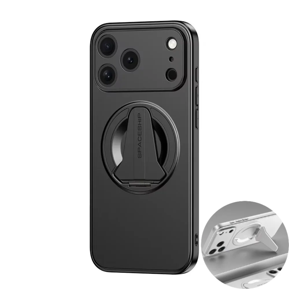 Metallic Magnetic Folding Kickstand Shockproof Case with Wireless Charging Support