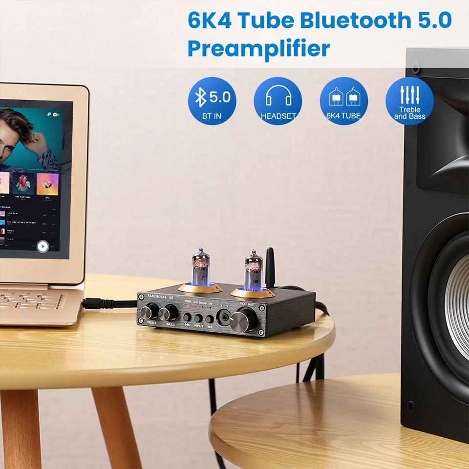 OP AMP, AUX, Bluetooth 5.0, USB, RCA,