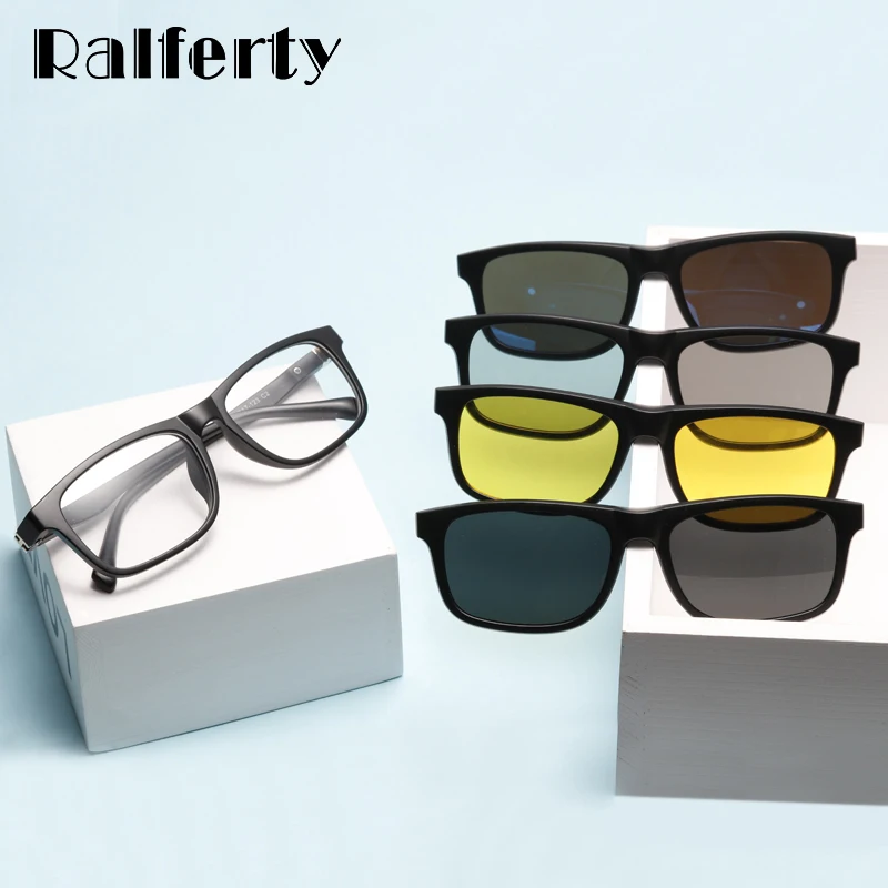 Student 5 In 1 Magnetic Sunglass Kids Child Clip On Glasses TR90 Optic Prescription Glasses Frames 3D Spectacle TR8006 Ralferty kids sunglasses kids glasses
