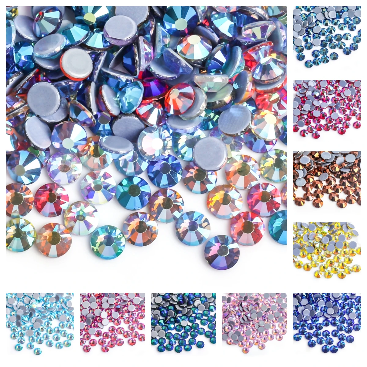 

10bags bulk 30 AB Colors Crystal AB Mix Glass Hot Fix Rhinestones For Clothing Decoration Garment Flat Back Iron On Rhinestone