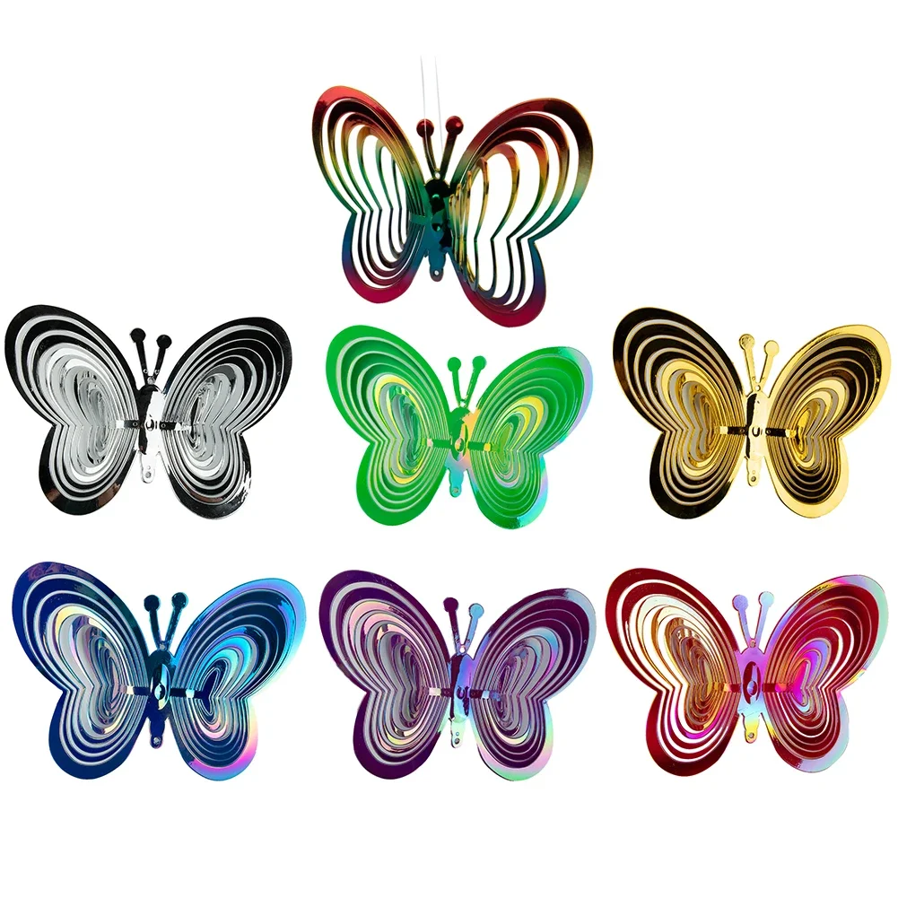 Butterfly Wind Chimes 21.2cm*15cm Metal 3D WindChime Wind Spinner Pinwheel Hanging Chime Outdoor Home Garden Decoration