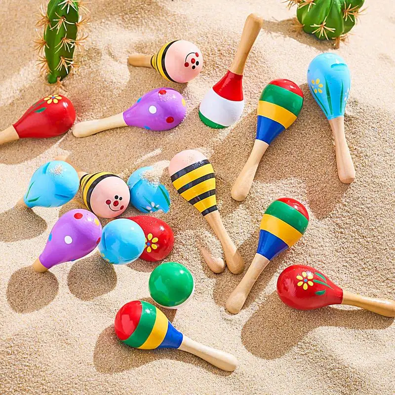 Kids Maracas Shakers 10PCS Party Wooden Maracas Shakers Musical Instrument Toys For Boys & Girls Cute Egg Shaker For