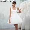 RODDRSYA Lovely Tulle Wedding Dress For Women Sexy Square Collar Backless Robe De Mariée Short Mini Spaghetti Straps Bride Party 3