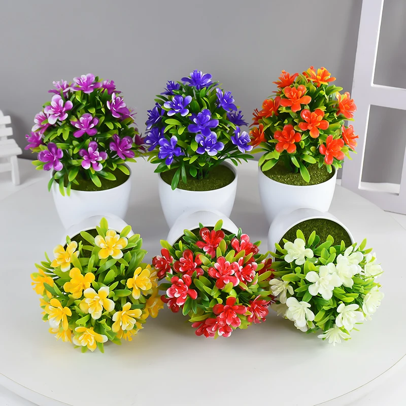 Artificial Potted Bonsai with Flowers – Decorative Tabletop Accent for Home, Wedding, Hotel, and Office Decor