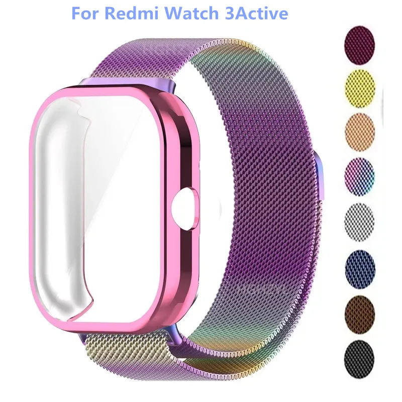 Elegant Milanese Magnetic Loop Watchband with TPU Soft Case and Screen Protector for Xiaomi Redmi Watch 3 Active
