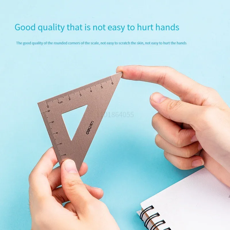 Haile 4pc/set Metal Measuring Ruler Multifunctional Combination Aluminum Alloy Ruler Triangle Protractor Drawing Deli Stationery