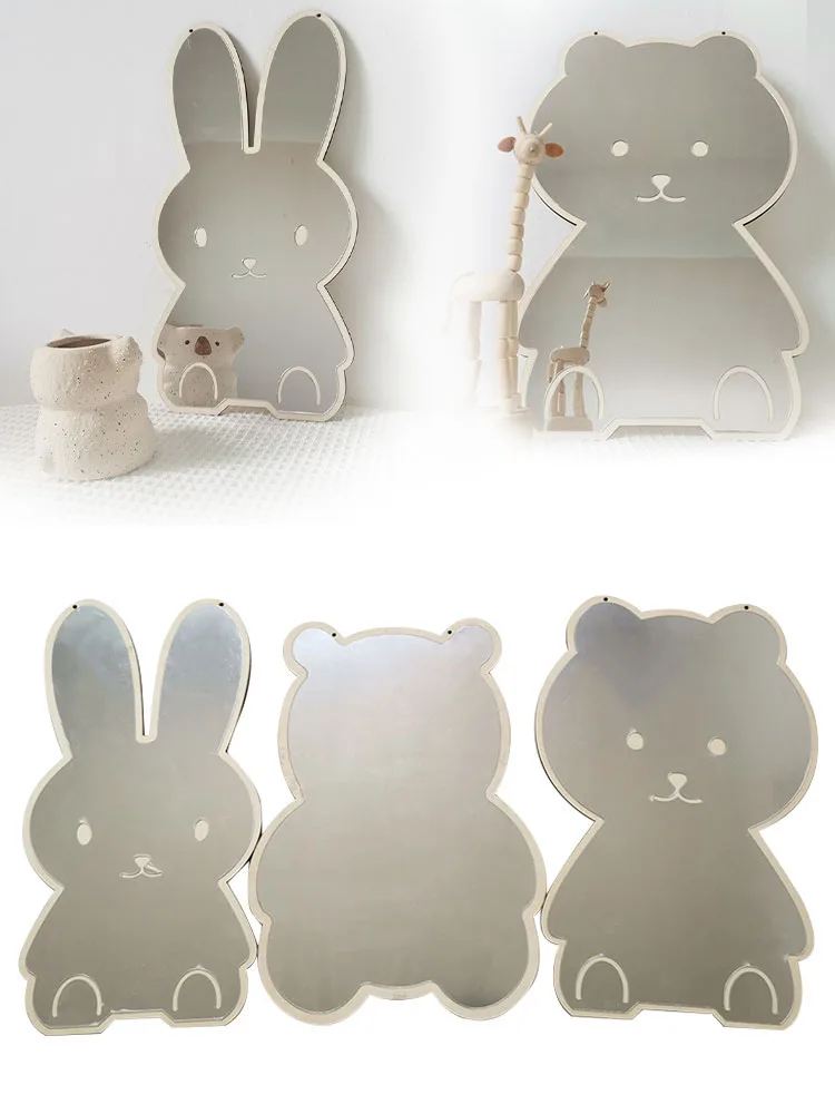 

Nordic Rabbit Bear Shaped Mirror Cartoon Acrylic Mirrors Desktop Ornaments Baby Children Room Decoration Home Decor Photo Props