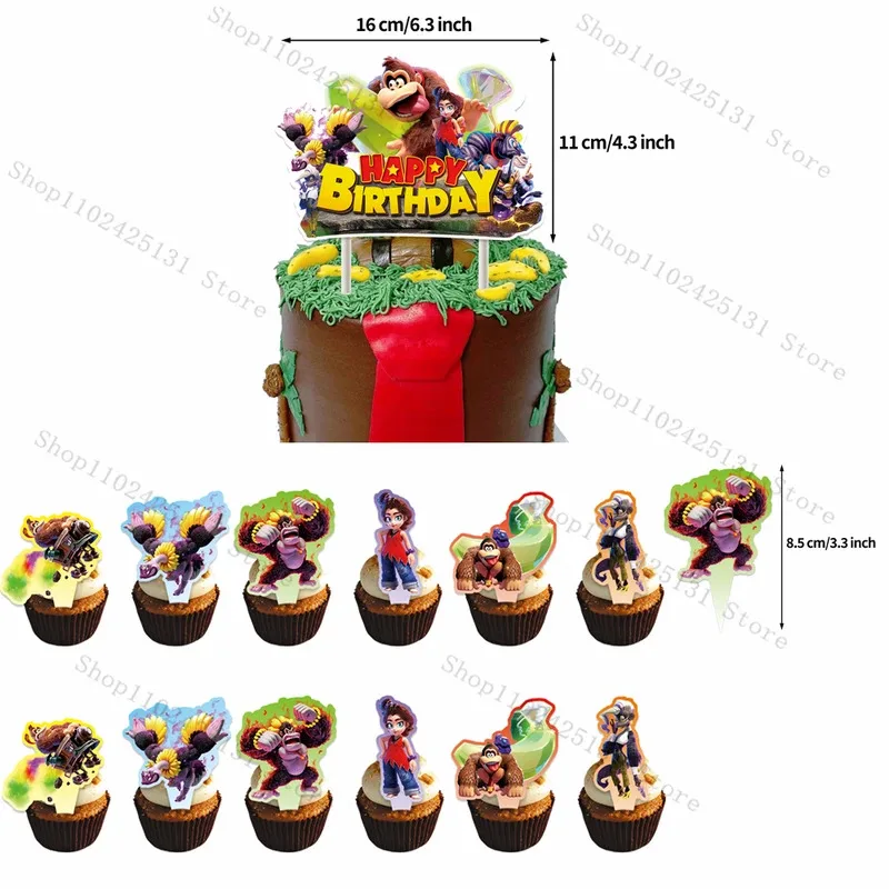 Donkey Kong Happy Birthday Party Tableware Decor King Balloon Banner Cupcake