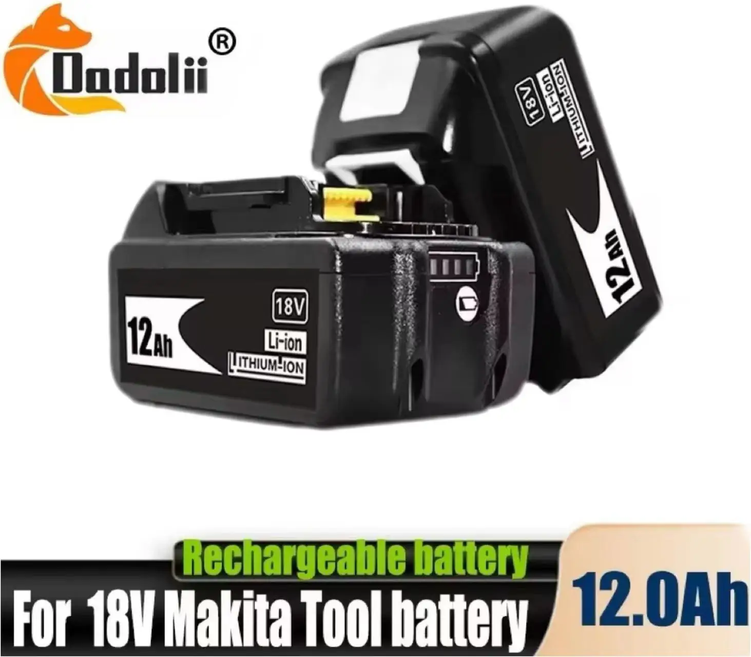 18V 12.0Ah Li-Ion Battery For Makita DDF487 DTW700 DGA404 DTD173 DHP487 Replacement 18v Power Tool Battery