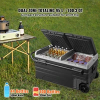 Автомобильный холодильник SucceBuy, 95 л, двухзонный портативный-4 ℉ -68 ℉   Компрессорный охладитель постоянного тока 12/24 В и 100-240 В переменного тока для кемпинга на открытом воздухе — изображение 2