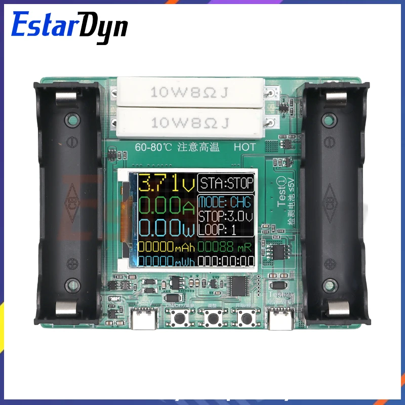 TypeC LCD Display Battery Capacity Tester MAh MWh Lithium Battery