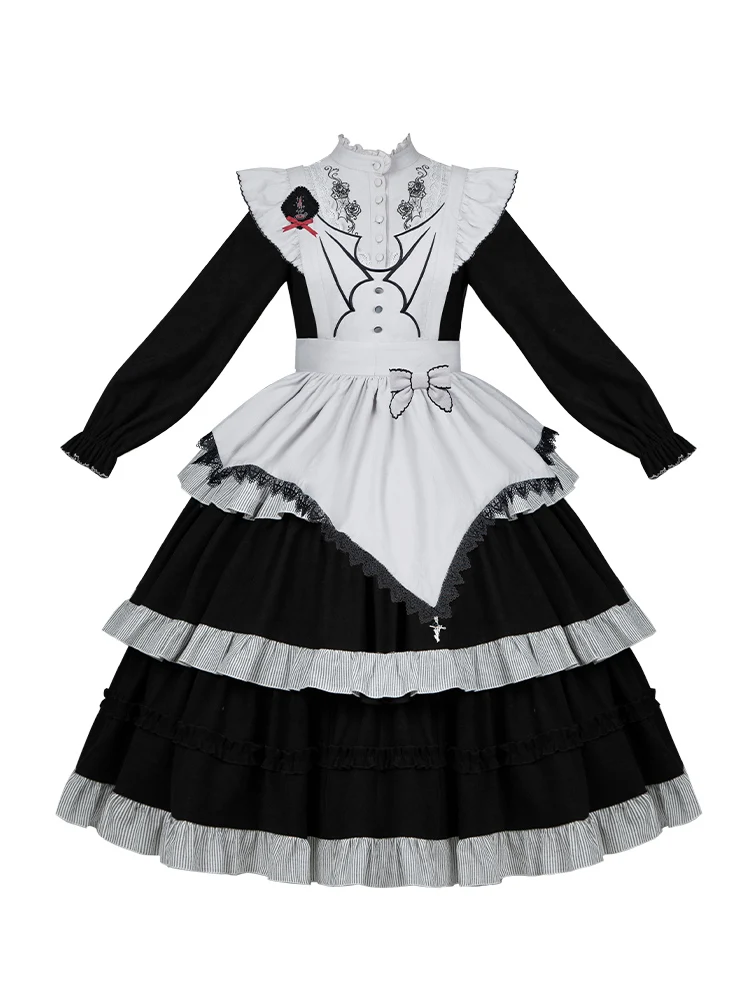 Castle Night With Puji Original Gothic Three Section Embroidered Op Twin Dress Autumn/winter Lolita Sweet Girl Dress