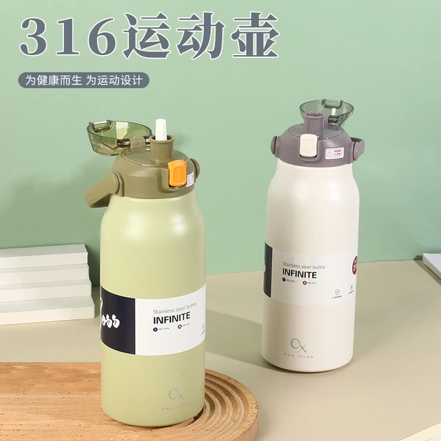 316 Stainless Steel Thermos Water Bottle With Straw Tumbler Vacuum Flask  Portable Hot Drinks Thermos Cup Insulated Water Pot - AliExpress