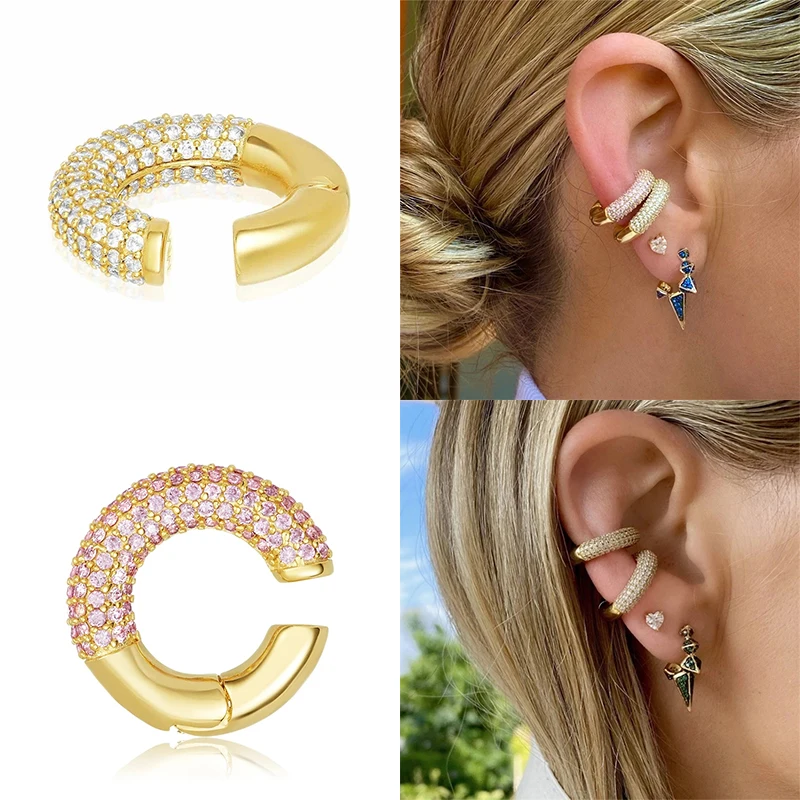 Ear Clip Earrings Single Colorful Zircon Ear Clip For Women Girls Luxury Jewelry