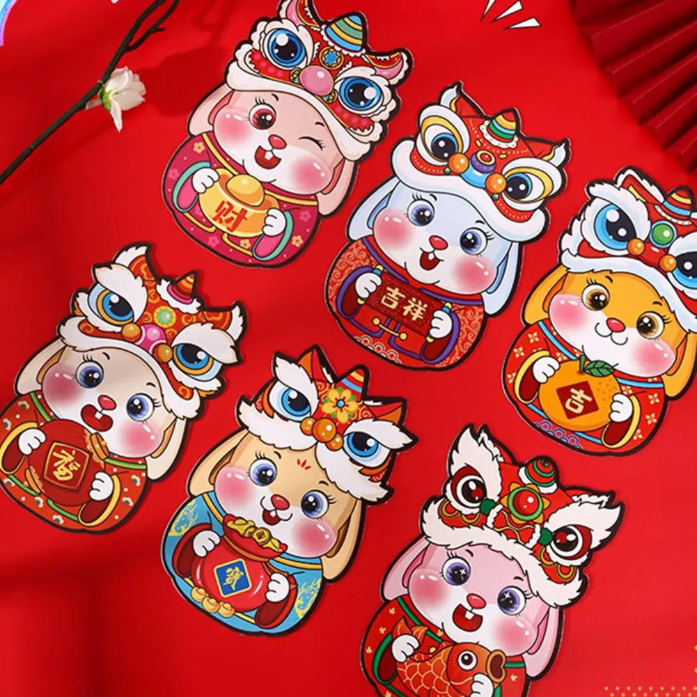 

6Pcs Red Envelopes Cartoon Pattern Adorable Appearance Vibrant Color 2023 Spring Festival New Year Money Envelopes for Kids