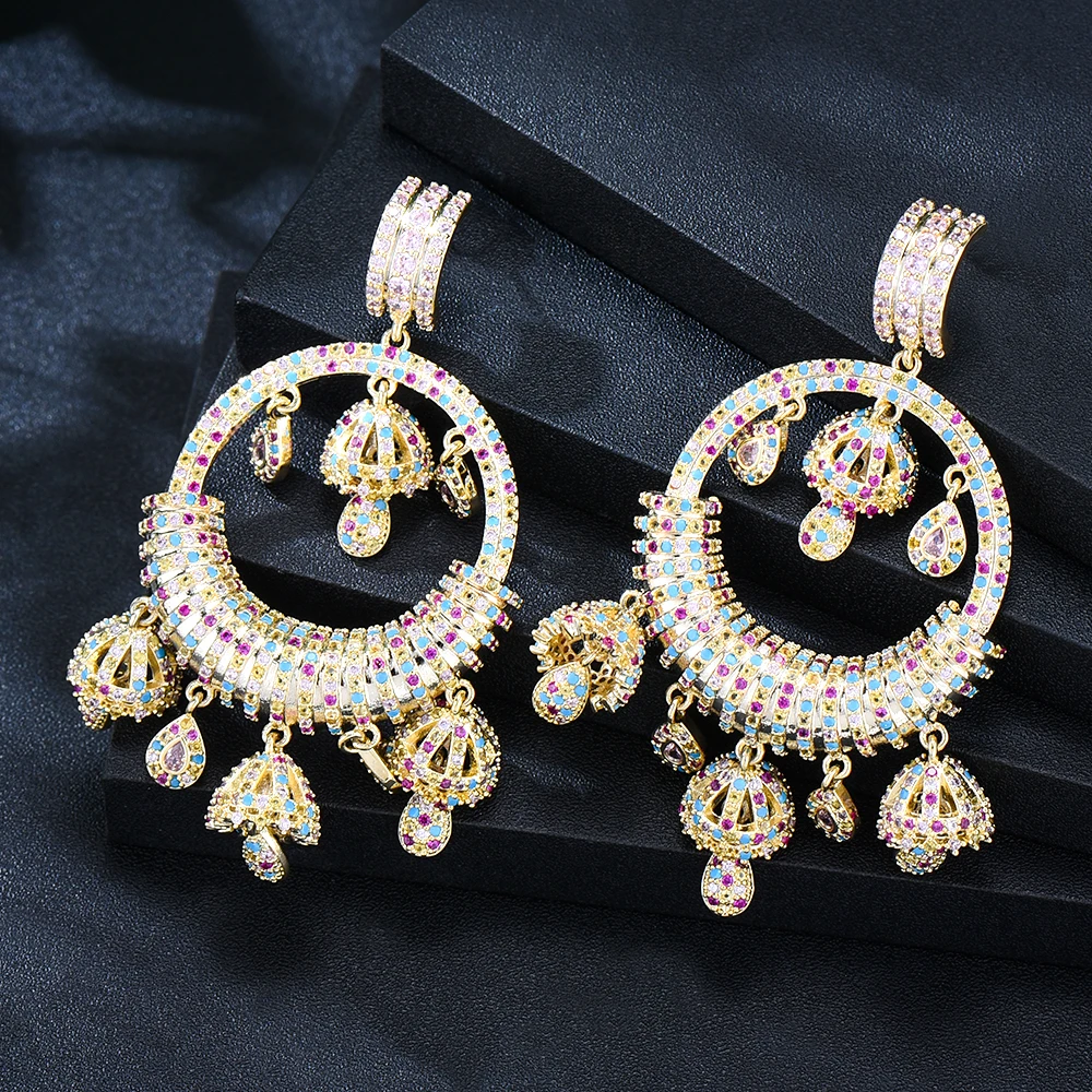 Missvikki Ethnic Luxury Pendant Earrings For Noble Women Bridal Wedding Daily Party Show Fashion Jewelry High Quality