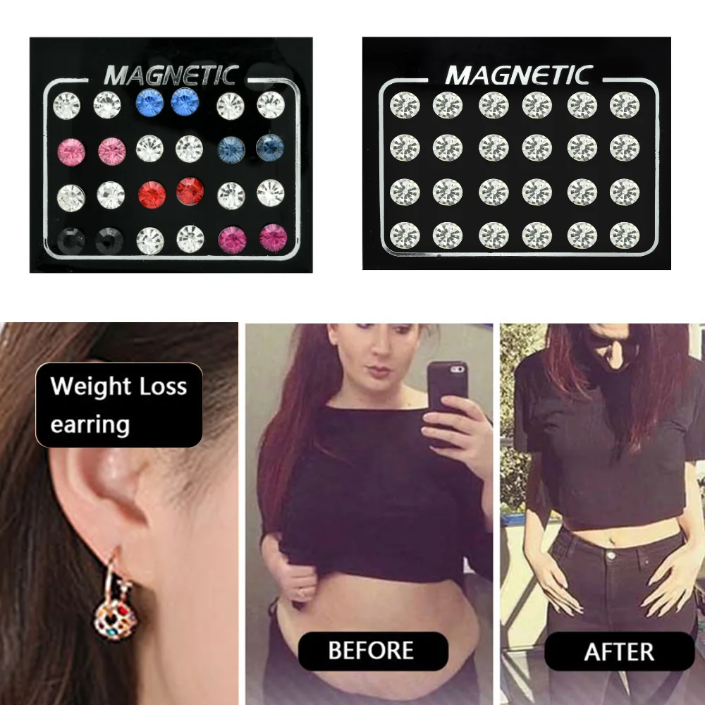 12pairs серьги Slimming Earrings Bracelets Magnetic Therapy Rings Lose Weight Slim Ear Studs Patch Health Jewelry