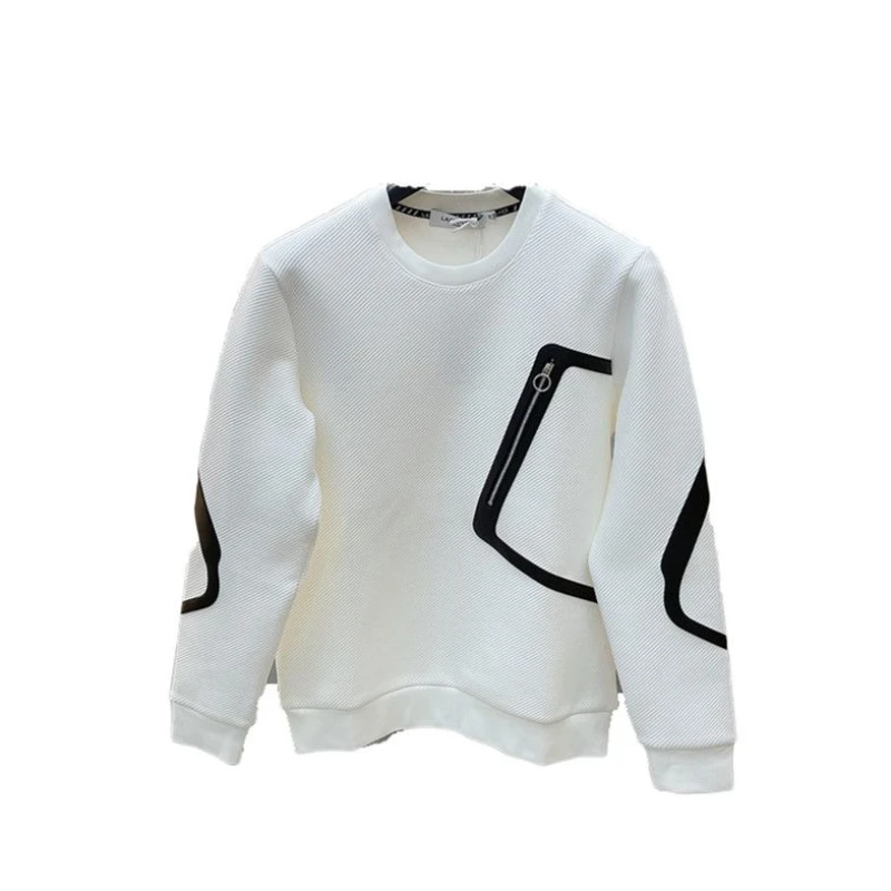 Korean Fashion Trend Autumn New Sweatshirts Men O-Neck New Zipper Jacquard Weave Youthful Vitality Casual Loose Loog Sleeve Tops 6