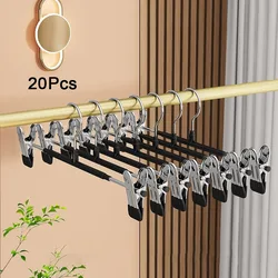 Stainless Steel Anti - Slip Adjustable Pants Hangers with Clips - Space - Saving Closet Organizer (20 - Pack) (Black)