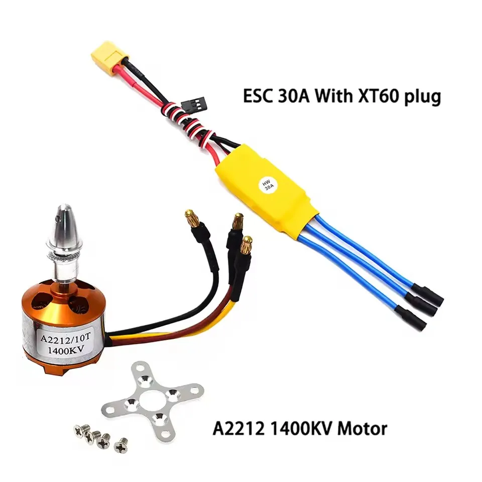 Kit Moteur Drone A2212 1400KV + ESC 30A XT60/T Plug - Pièces Quadricoptère