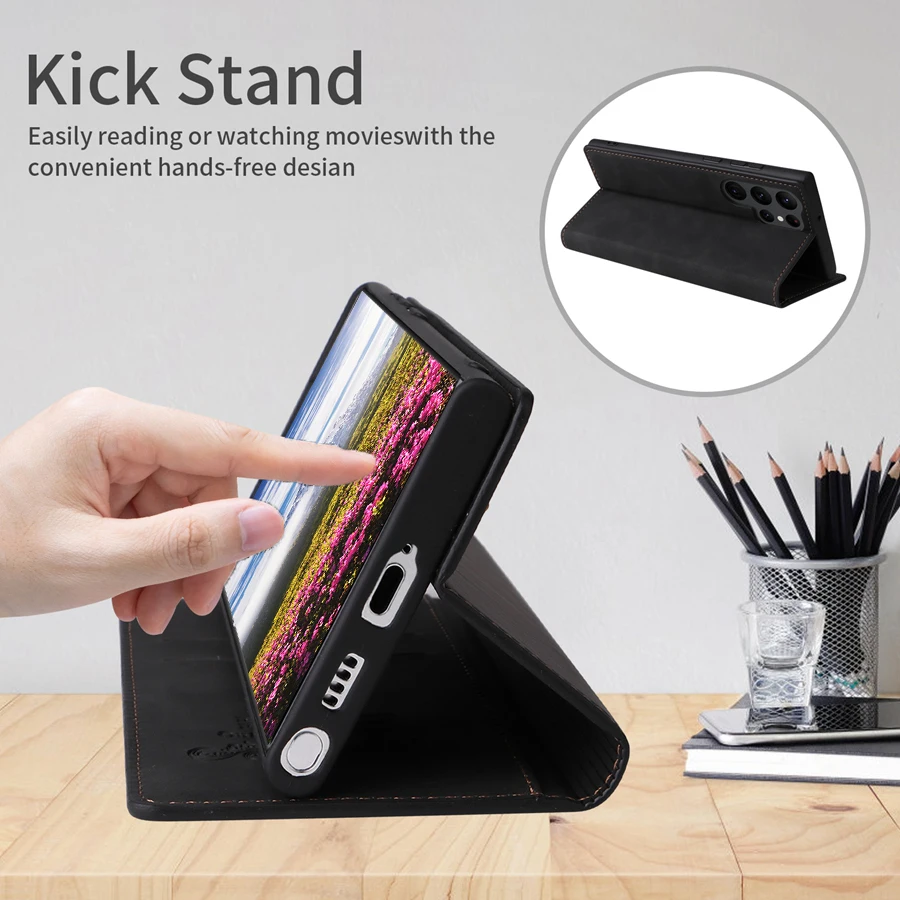 Premium Magnetic Flip Leather Wallet Case with Card Slot