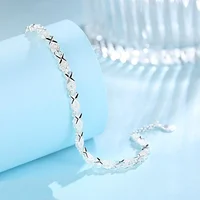 Bracelets nobles en argent sterling 925 de haute qualité, chaîne pour femmes, accessoires de fête de mariage, bijoux 20cm 8 pouces, cadeaux d'anniversaire 4