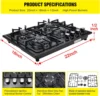 in Gas Cooktop 4 Burners Stainless Steel Stove with NG/LPG Conversion Kit Thermocouple Protection and Easy to Clean 2