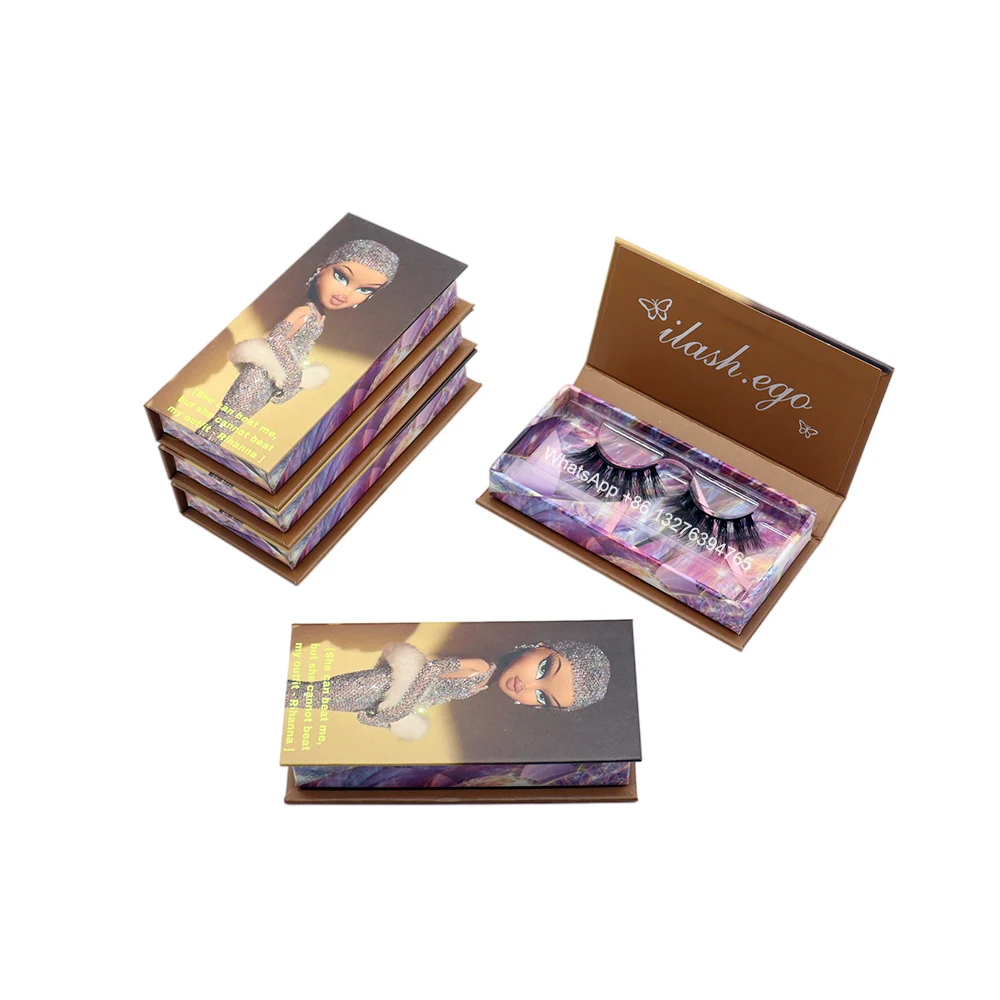 

Bratz Doll Themed Eyelash Packaging Box Wholesale Makeup False Eyelashes 5D 25mm Mink Lashes Can be Customized Nail Box Custom