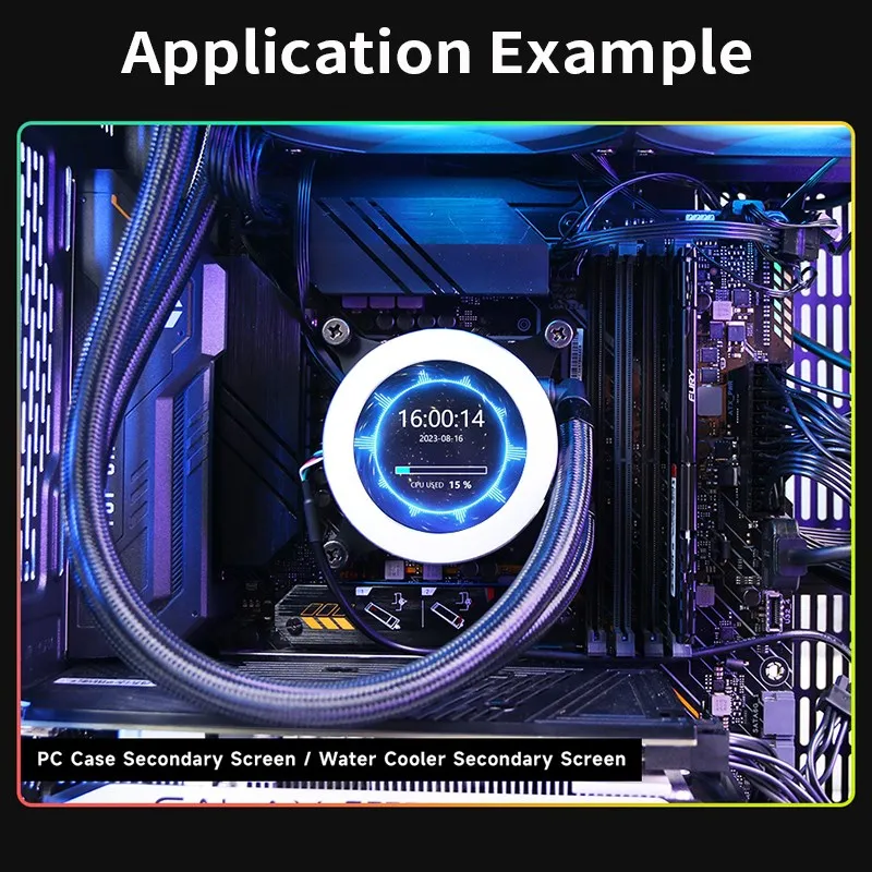 Water Cooler Screen com Music Spectrum Analysis Function Cpu Ram Gpu Monitoring 2.8 in 2.1 in Usb 480x480 - Imagem 4