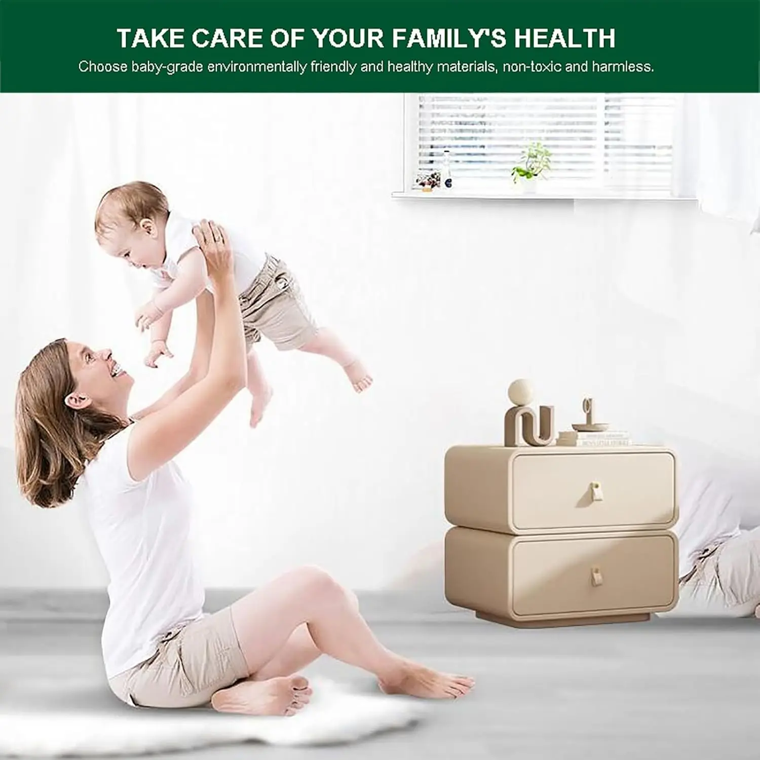 Leather 2-Drawer Nightstand 5